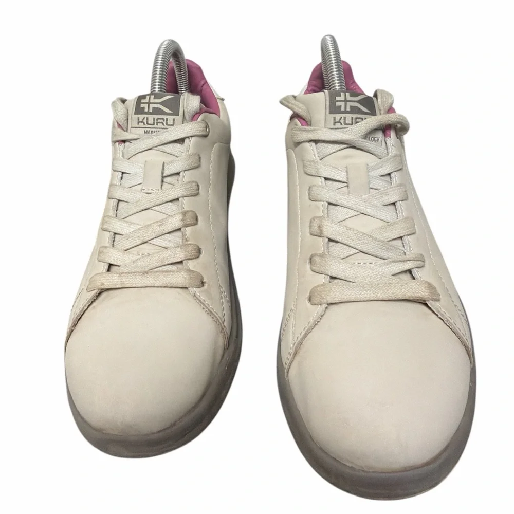 KURU Roam Cloud Classic Leather Court Sneakers Sand Pebble/white and pink Size 8